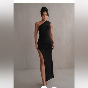 Black Eden One Shoulder Midi Dress